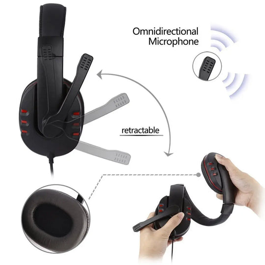 Comfortable USB Wired Stereo Micrphone Headphone -USB Microphone - Shakefav.com