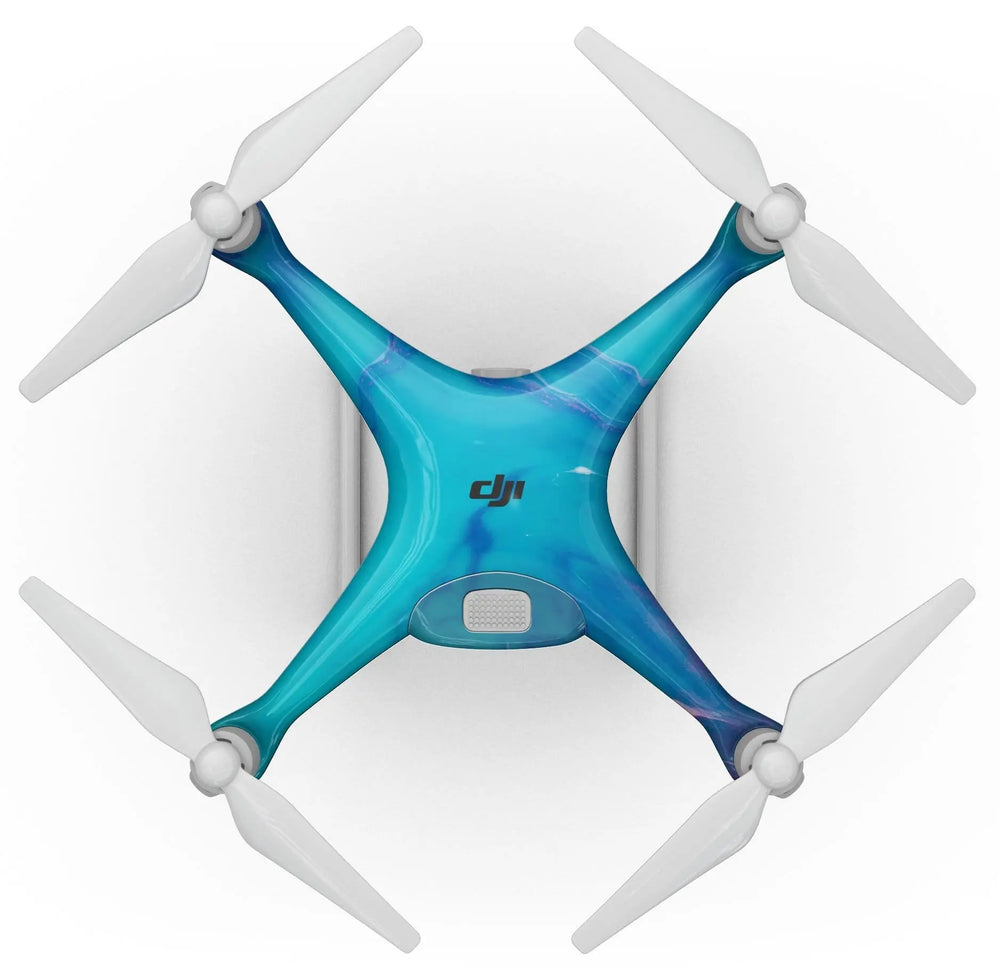 Marbleized Ocean Blue - Full-Body Skin Kit for the DJI Phantom 4 Drone - Shakefav.com