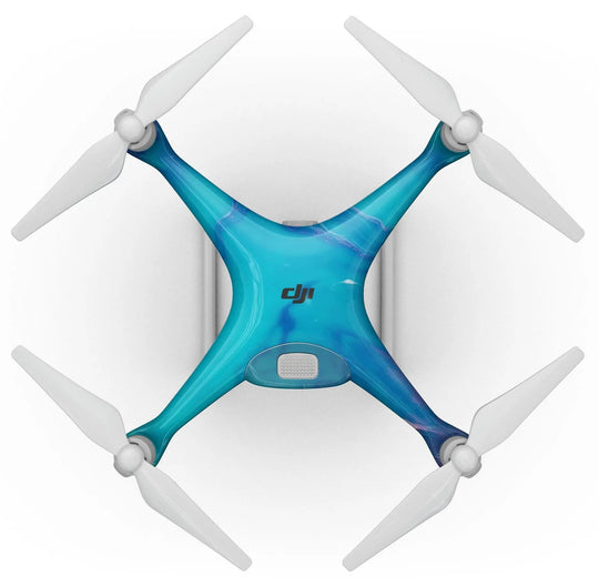 Marbleized Ocean Blue - Full-Body Skin Kit for the DJI Phantom 4 Drone - Shakefav.com