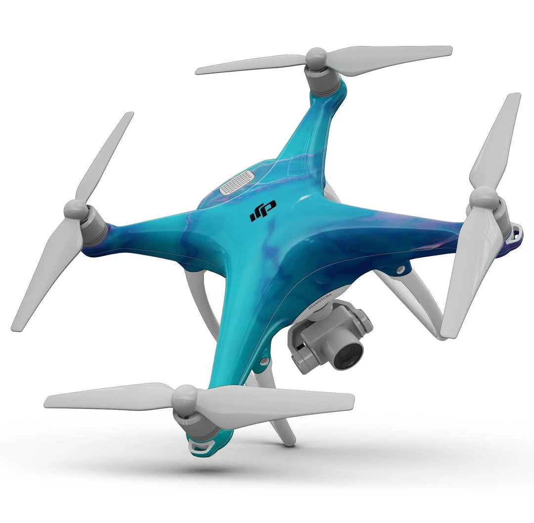 Marbleized Ocean Blue - Full-Body Skin Kit for the DJI Phantom 4 Drone - Shakefav.com