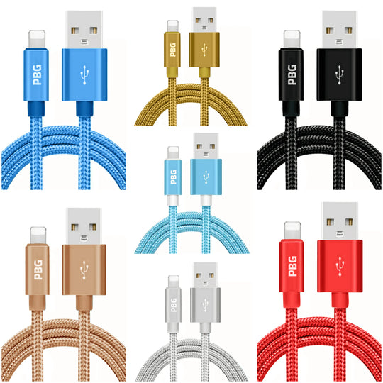 PBG XL 10FT Charger Compatible for Iphone Cable's  Nylon Woven - Shakefav.com