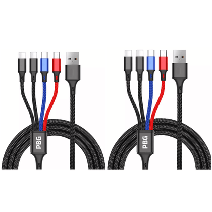2 حزمة PBG Multi Charging 4 FT Cable 4 في 1 كابل USB Charge Cord مع
