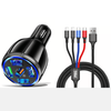 PBG 5 Port LED Car Charger and 4 in 1 Nylon 4 FT Charging Cable Bundle