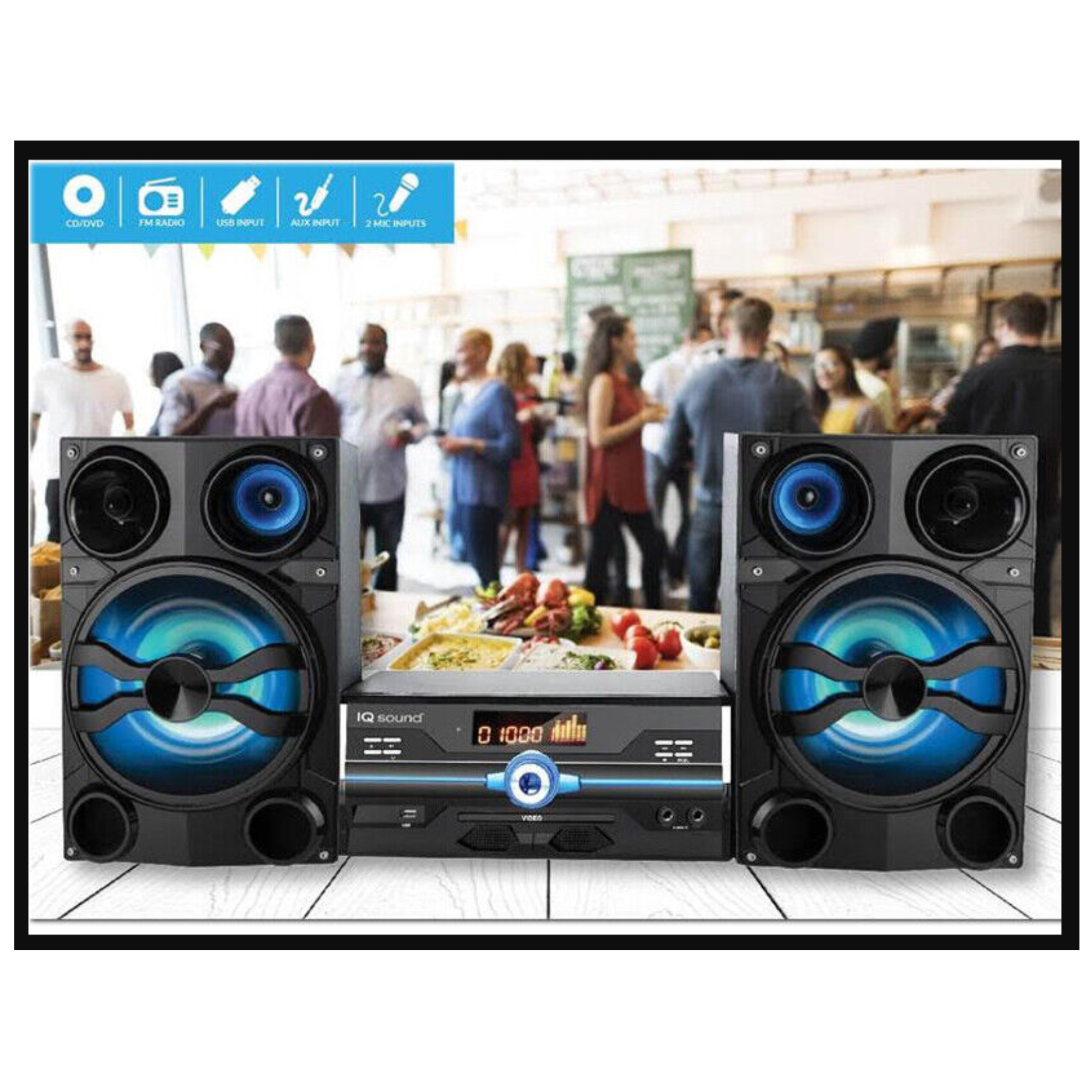 HiFi Multimedia Audio System with Bluetooth and AUX/USB/Mic Inputs