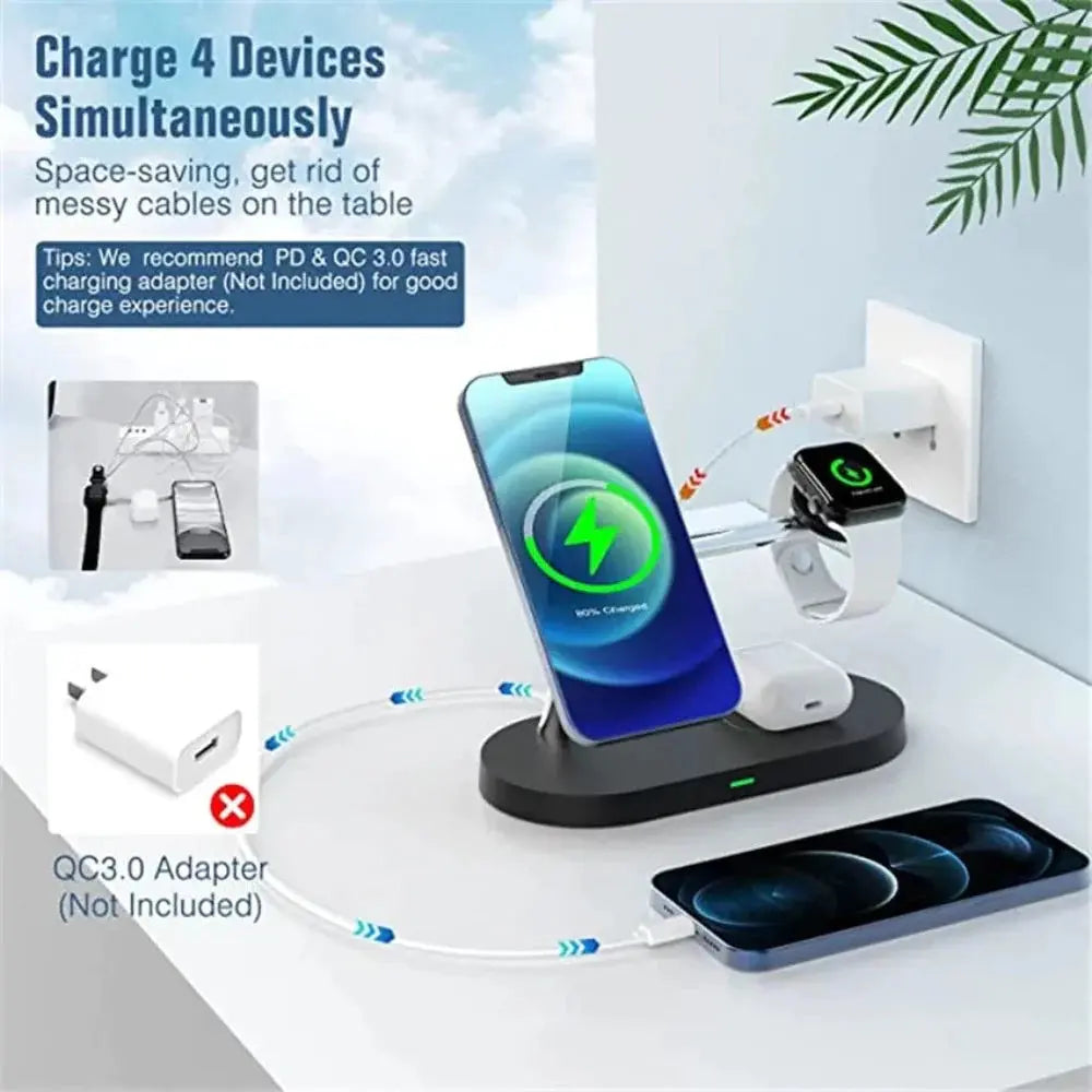 Desktop Magnetic Wireless Charging Station with Built in Lights - Shakefav.com