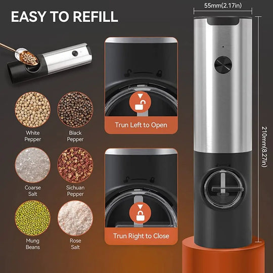 Electric Salt Grinder 2 Bottles Set - Shakefav.com