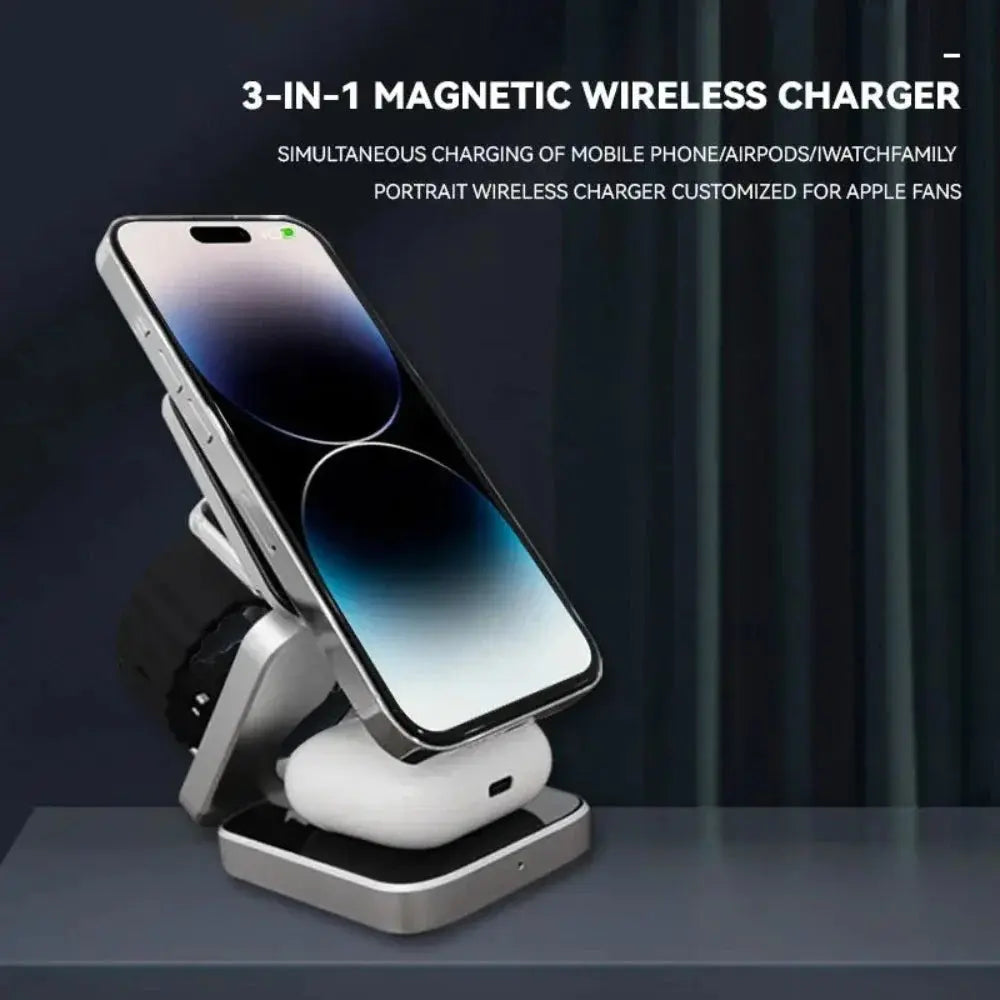 Foldable 3 in 1 Wireless Charging Phone Stand-Wireless Charging Stand - Shakefav.com