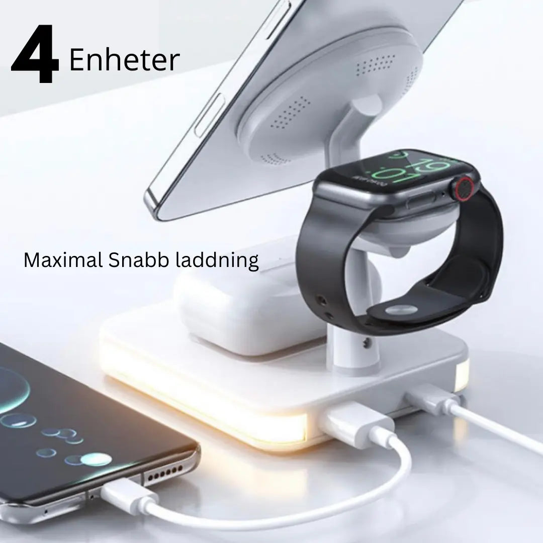 4 i 1 magnetisk trådlös laddstation 30W pd-adapter ingår! iPhone - Shakefav.com