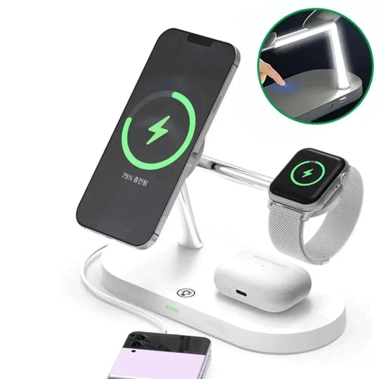 Desktop Magnetic Wireless Charging Station with Built in Lights - Shakefav.com