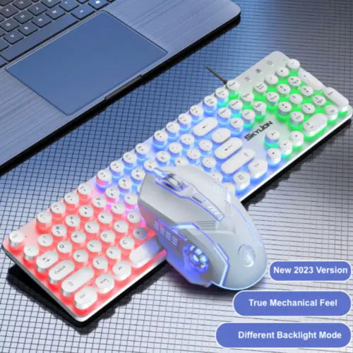 Dragon LED Backlight Gaming USB Wired Keyboard Mouse Set Yellow Pandora