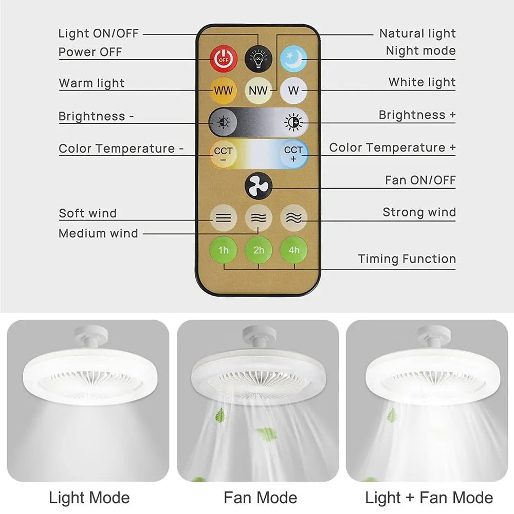 Modern LED Ceiling Fan with Light and Remote Control - Shakefav.com