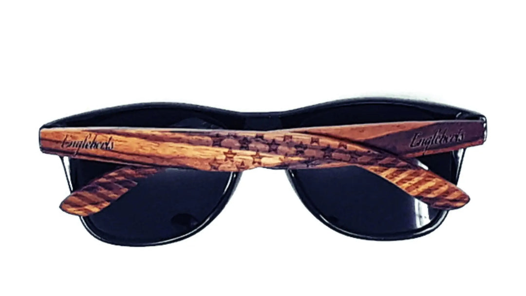 Zebrawood Sunglasses, Stars and Bars With Wooden Case, Polarized, - Shakefav.com