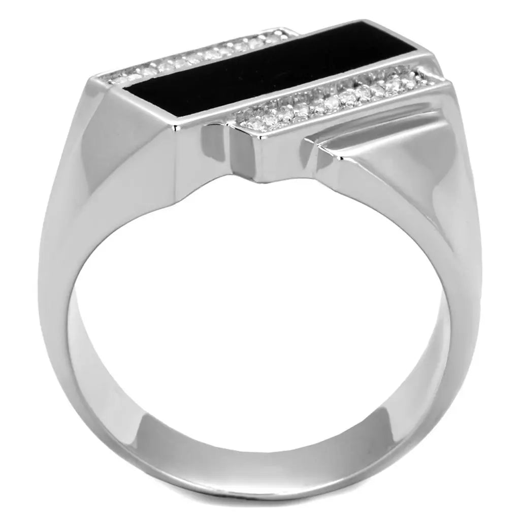 TS218 - Rhodium 925 Sterling Silver Ring with AAA Grade CZ  in Clear - Shakefav.com