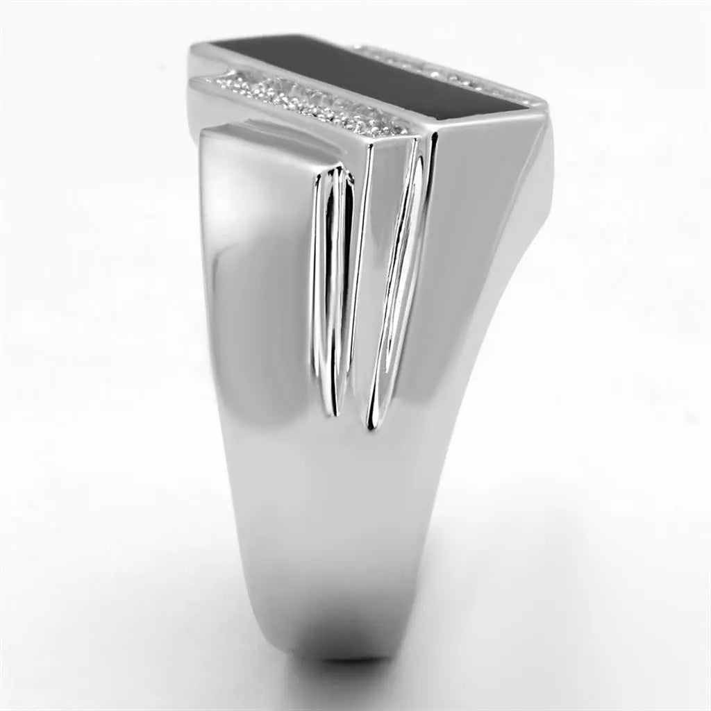 TS218 - Rhodium 925 Sterling Silver Ring with AAA Grade CZ  in Clear - Shakefav.com