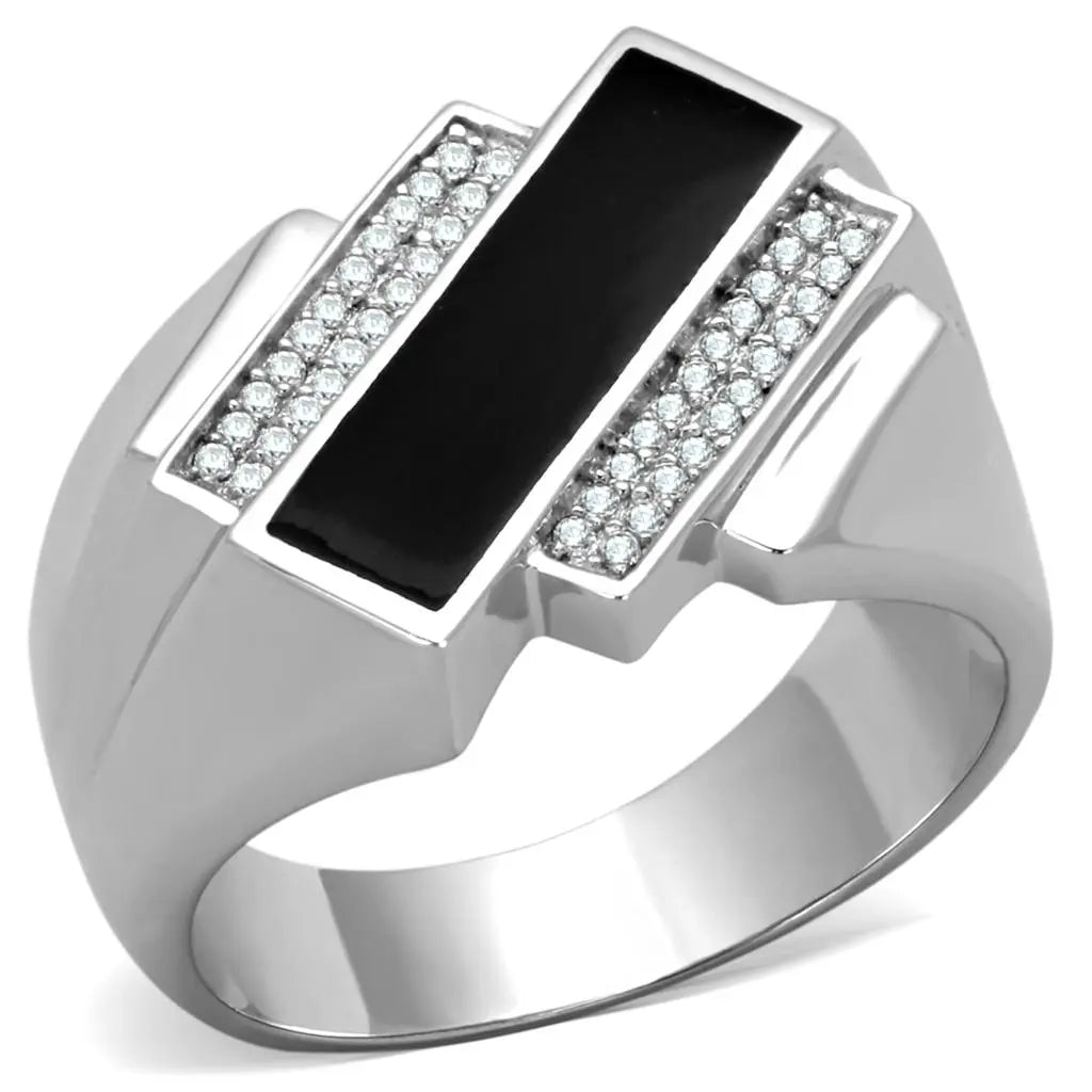 TS218 - Rhodium 925 Sterling Silver Ring with AAA Grade CZ  in Clear - Shakefav.com