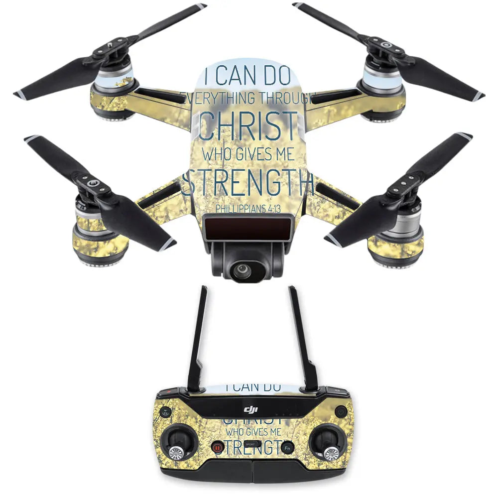 MightySkins DJSPCMB-Through Christ Skin Decal for DJI Spark Mini Drone - Shakefav.com