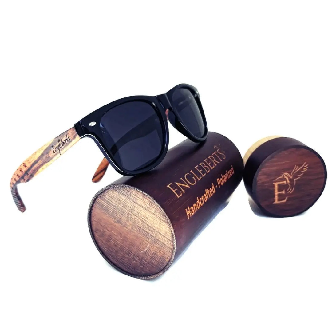 Zebrawood Sunglasses, Stars and Bars With Wooden Case, Polarized, - Shakefav.com