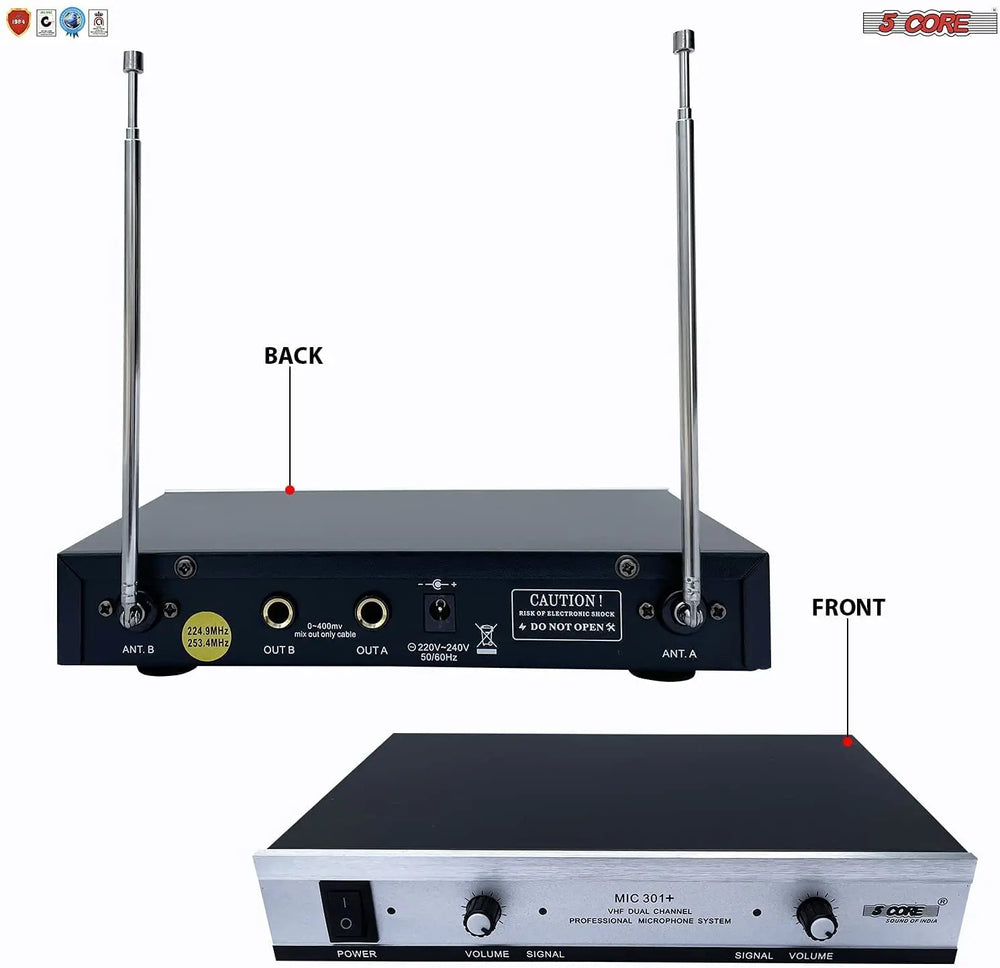 5Core VHF Dual Channel DIGITAL PRO Wireless Microphone System with - Shakefav.com