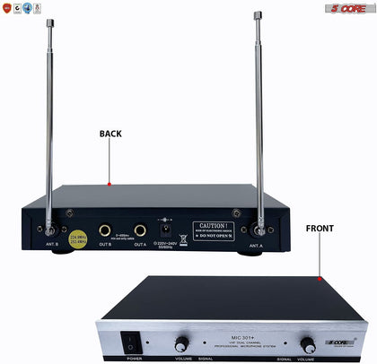 نظام ميكروفون لاسلكي 5Core VHF ثنائي القناة DIGITAL PRO مع 