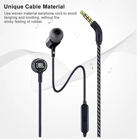 JBL LIVE100 3.5mm Wired Earphones Stereo Sound Line Control - Shakefav.com