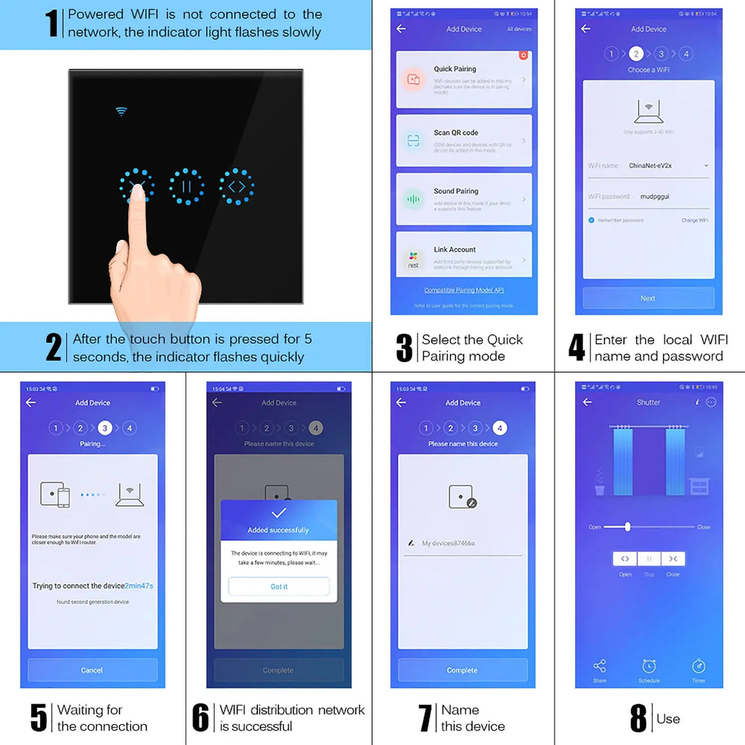 WiFi Electrical Blinds Switch Touch Panel-WiFi Touch Switch - Shakefav.com