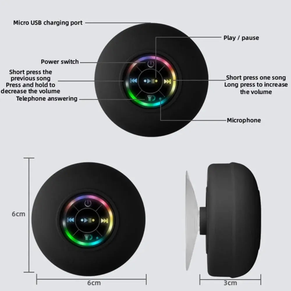 Mini portable waterproof RGB bluetooth speaker with sucker - Shakefav.com