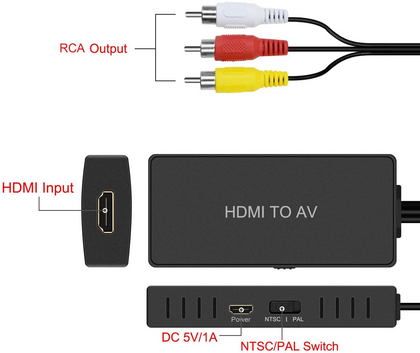 Convertisseur HDMI vers AV Adaptateur HDMI vers audio vidéo