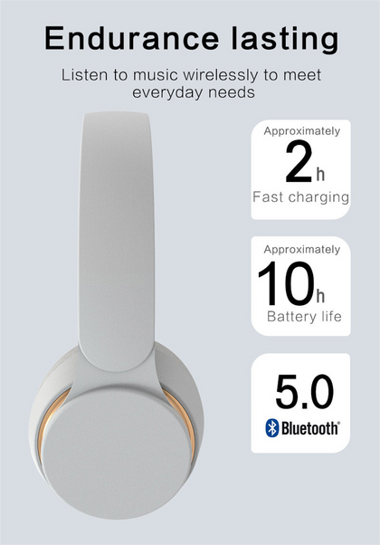 Casque stéréo sans fil Bluetooth 5.0 à très longue durée de vie de la batterie