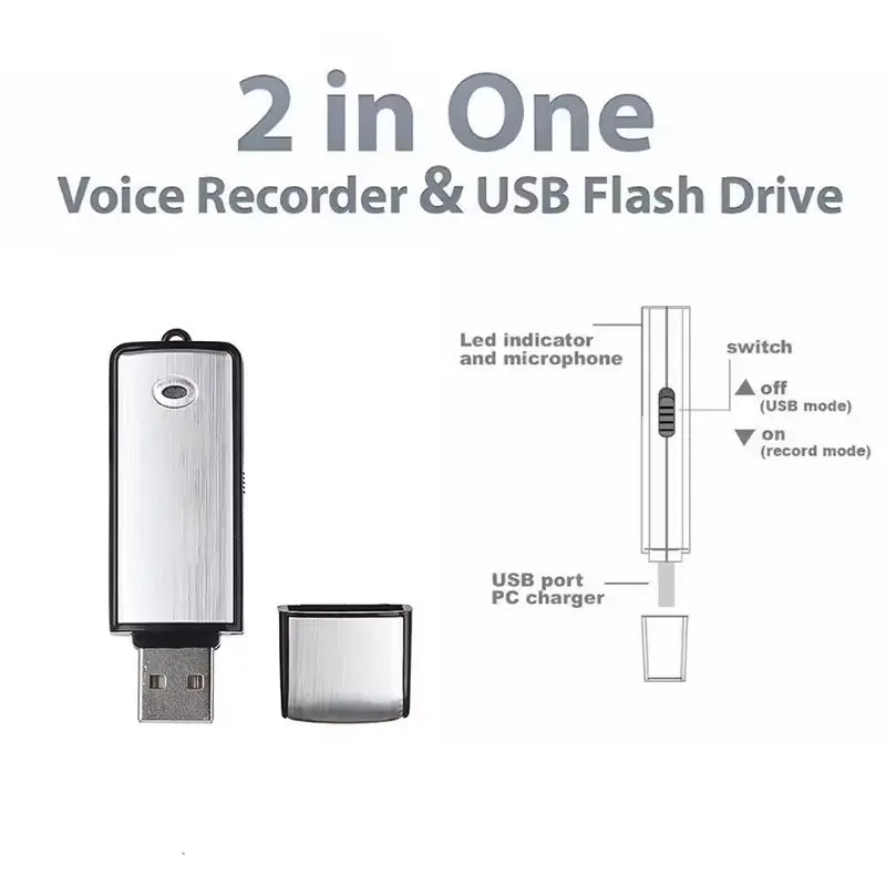 Audio Recording Device USB Flash Portable Voice Recorder - Shakefav.com