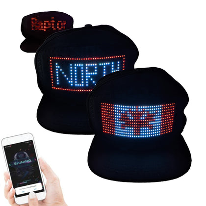 Chapeau LED contrôlé par application unique TGT | Capuchon LED de message d'affichage lumineux 