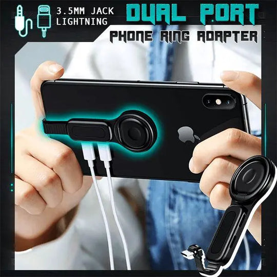 Dual Port Phone Ring Holder Adapter for Lightning Jack Adapter - Shakefav.com