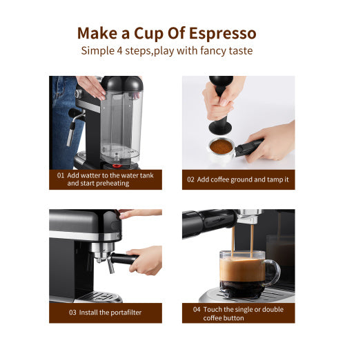 20 Bar Espresso Machine 1350W High Performance With Safety Valve