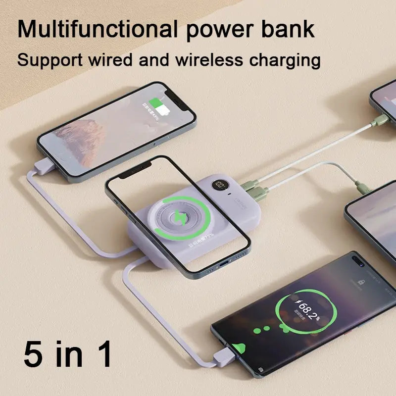 Magnetic Power Bank With Dual-Line Mini Powerbank Portable Charger - Shakefav.com