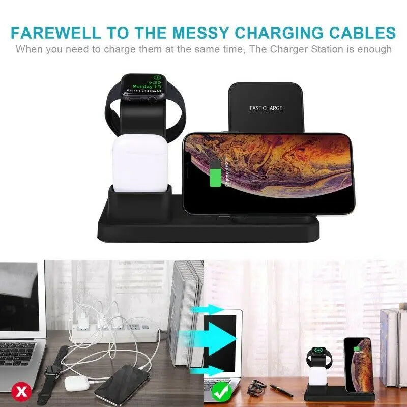 3-in-1 Fast Wireless Chargers Charging Pad for Mobile Phone/iWatch - Shakefav.com