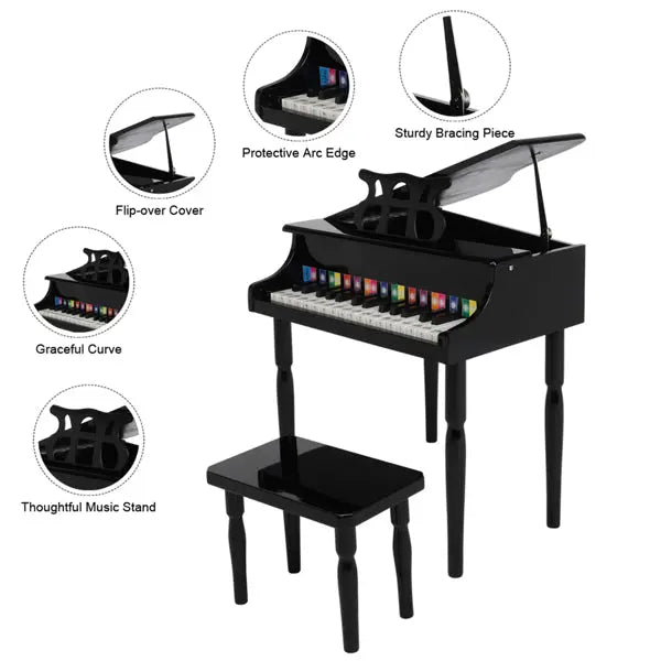 Wooden Toys 30-key Children's Wooden Piano with Music Stand - Shakefav.com