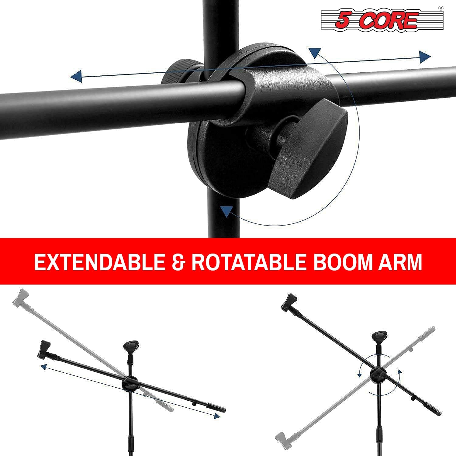 4Pieces 360° Rotating Microphone Stand Dual Mic Clip Boom