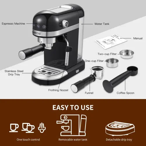 20 Bar Espresso Machine 1350W High Performance With Safety Valve - Shakefav.com