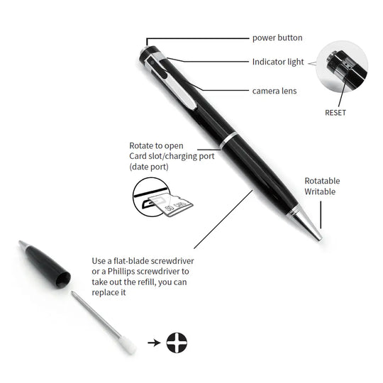 1080P Mini Hidden Camera Portable Pocket Pen Spy Camera - Shakefav.com