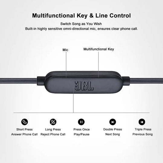 JBL LIVE100 3.5mm Wired Earphones Stereo Sound Line Control - Shakefav.com