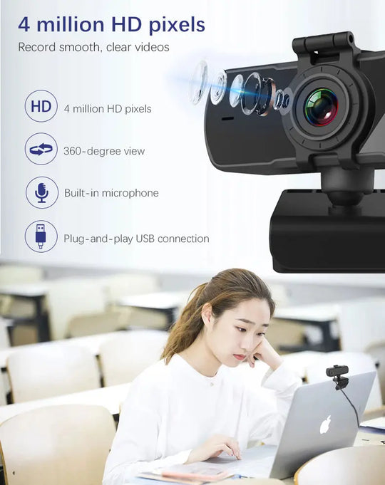 Webcam 2K Full HD 1080P Web Camera Autofocus With Microphone - Shakefav.com