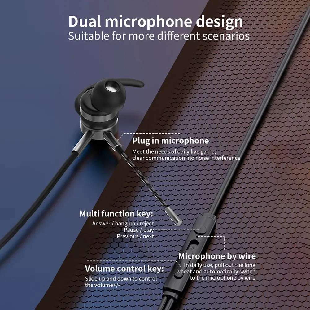 In-Ear Bass Metal Wired Gaming Earphones with Mic - Shakefav.com