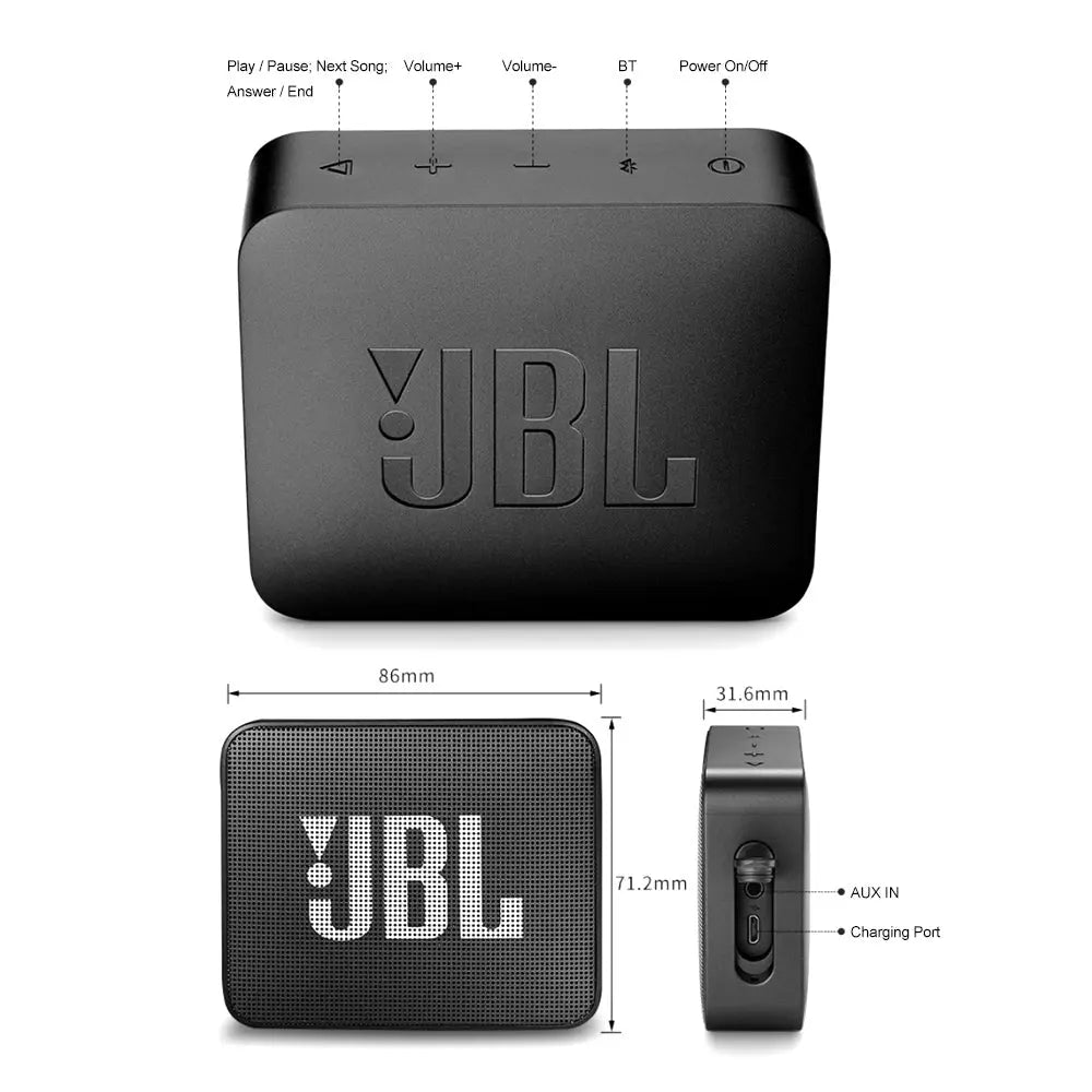 JBL GO 2 Wireless Bluetooth Speaker IPX7 Waterproof With Mic - Shakefav.com