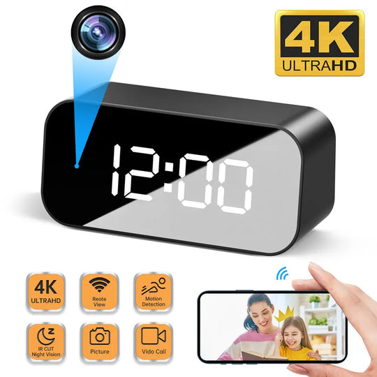 4K HD WIFI Clock Camera Micro Camera IR Night View Alarm Camcorder - Shakefav.com