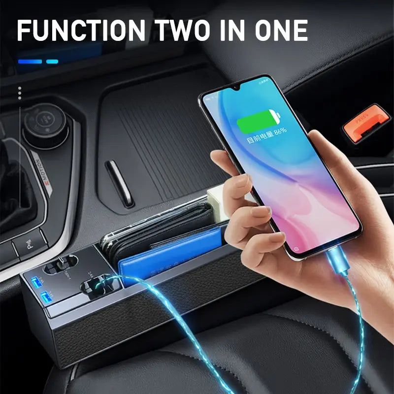 Car Seat Side Organizer with Charger Cable Car Seat Gap Storage Box - Shakefav.com