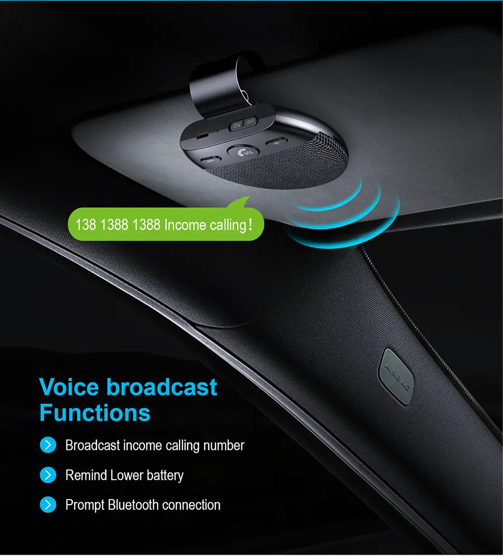 Sun Visor Wireless Bluetooth 5.0 Handsfree Carkit - Shakefav.com