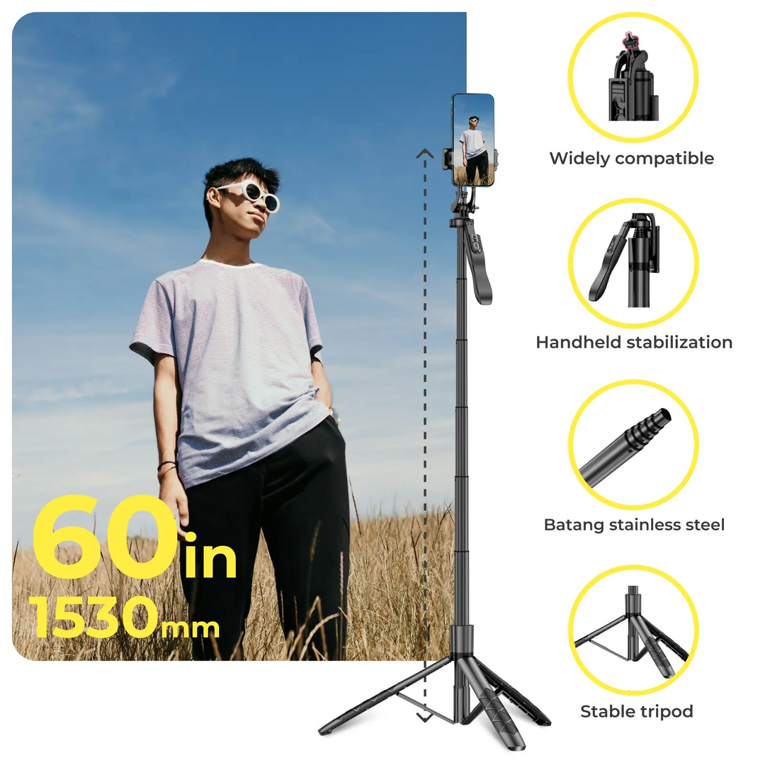 Phone tripod 62 inch selfie stick for cell phone with remote Bronze Pallas