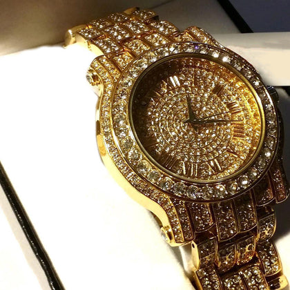 Montre Hip Hop à chiffres romains glacés Pave 