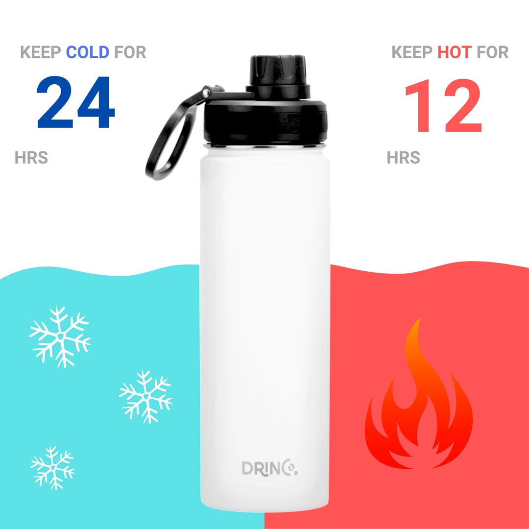 DRINCO® 22oz Stainless Steel Sport Water Bottle - Artic White - Shakefav.com