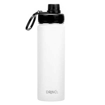 Bouteille d'eau de sport en acier inoxydable DRINCO® 22 oz - Blanc arctique