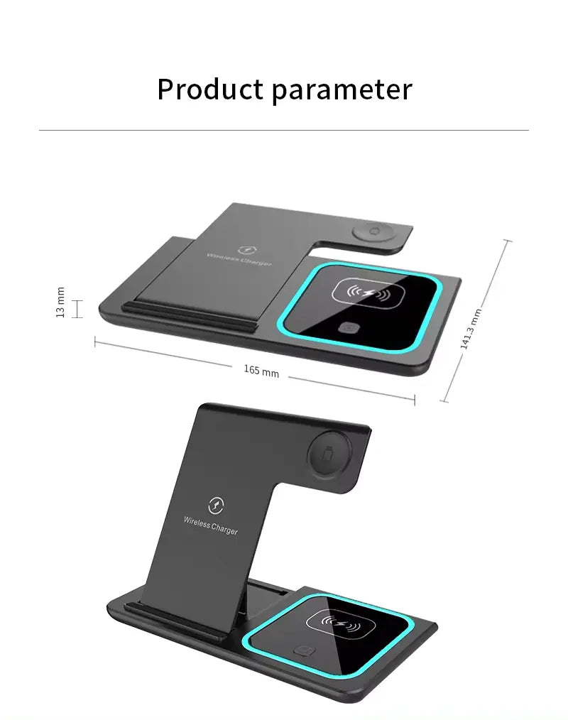 Foldable 3 In 1 Fast 15w QI Wireless Charging Station-15w Wireless Charging Station - Shakefav.com